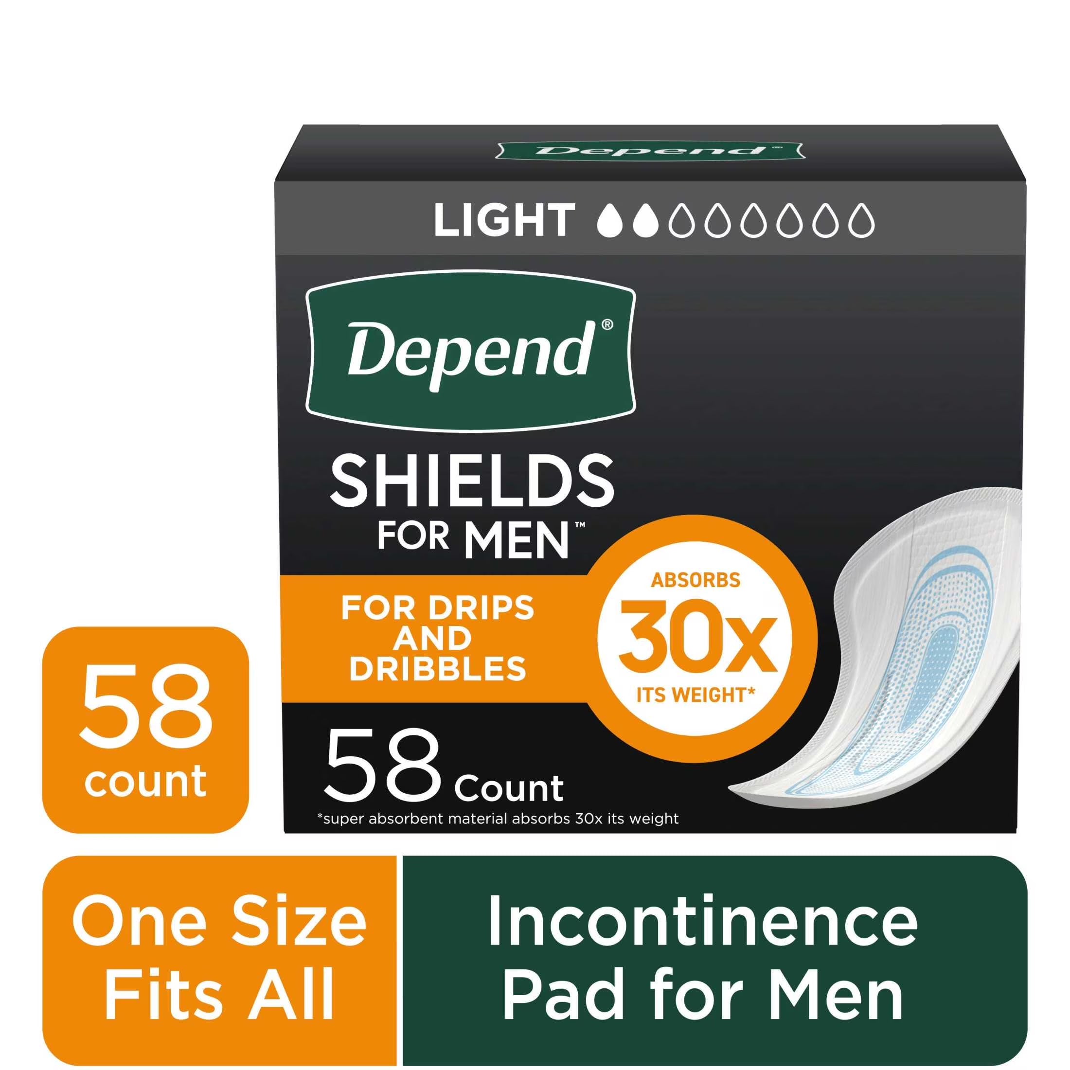 Depend Shields for Men - Light Absorbency Incontinence Pads, 58 Count for Ultimate Comfort and Protection
