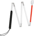 Premium Reflective Blind Cane Stick - Foldable Mobility Aid in Red, White & Black