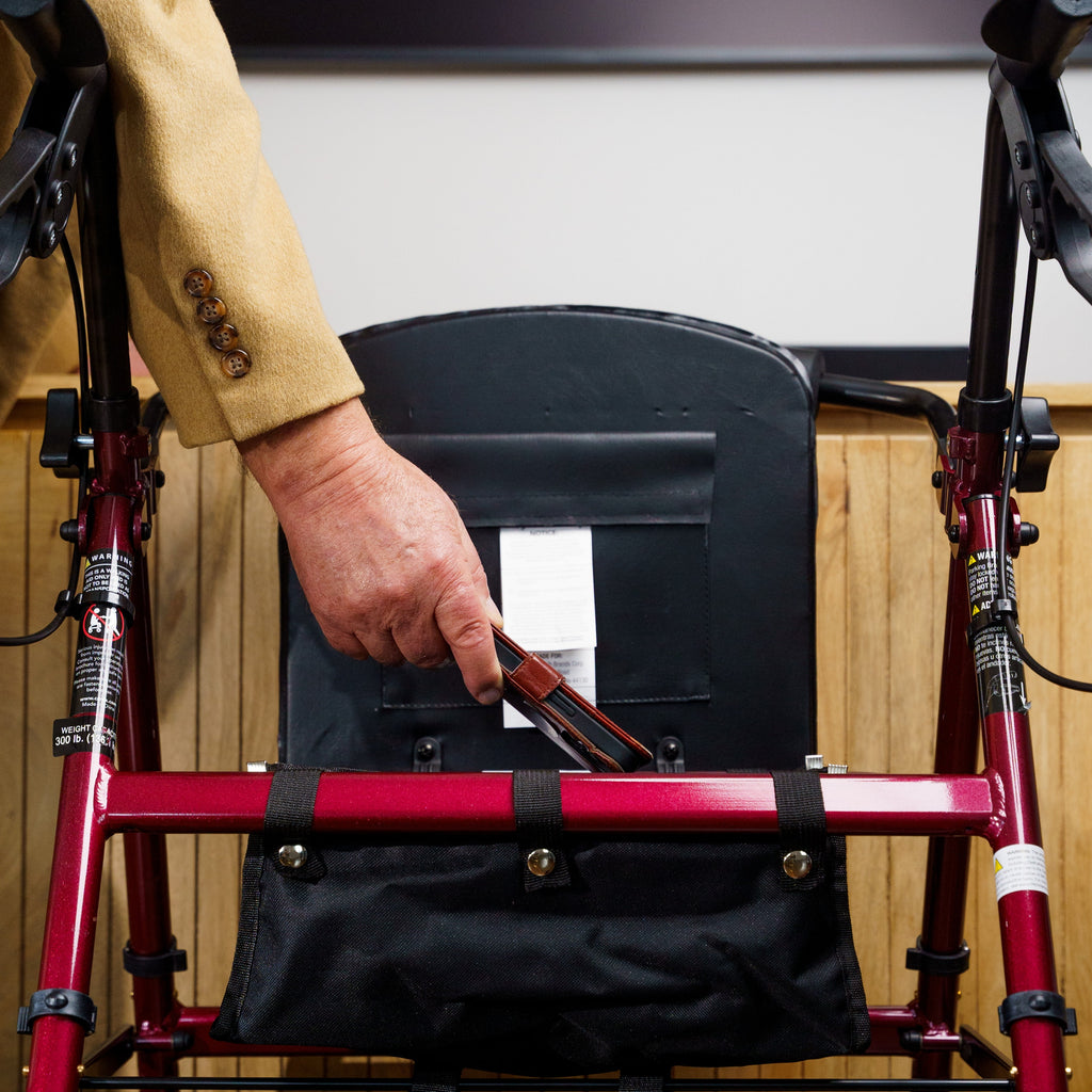 Premium Burgundy Aluminum Rolling Walker with 8" Wheels - Safe, Stylish, and Supports Up to 250 lbs