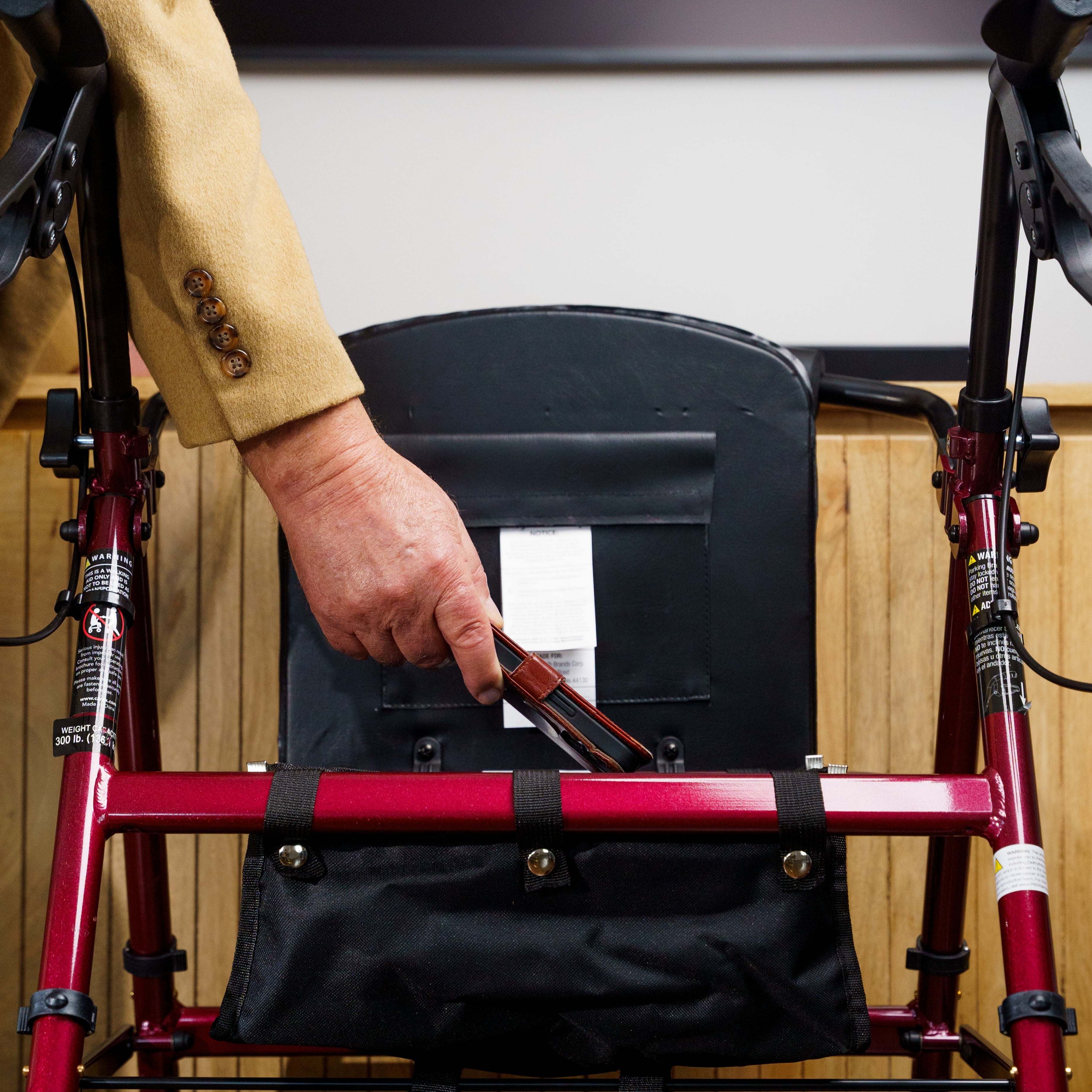 Premium Burgundy Aluminum Rolling Walker with 8" Wheels - Safe, Stylish, and Supports Up to 250 lbs