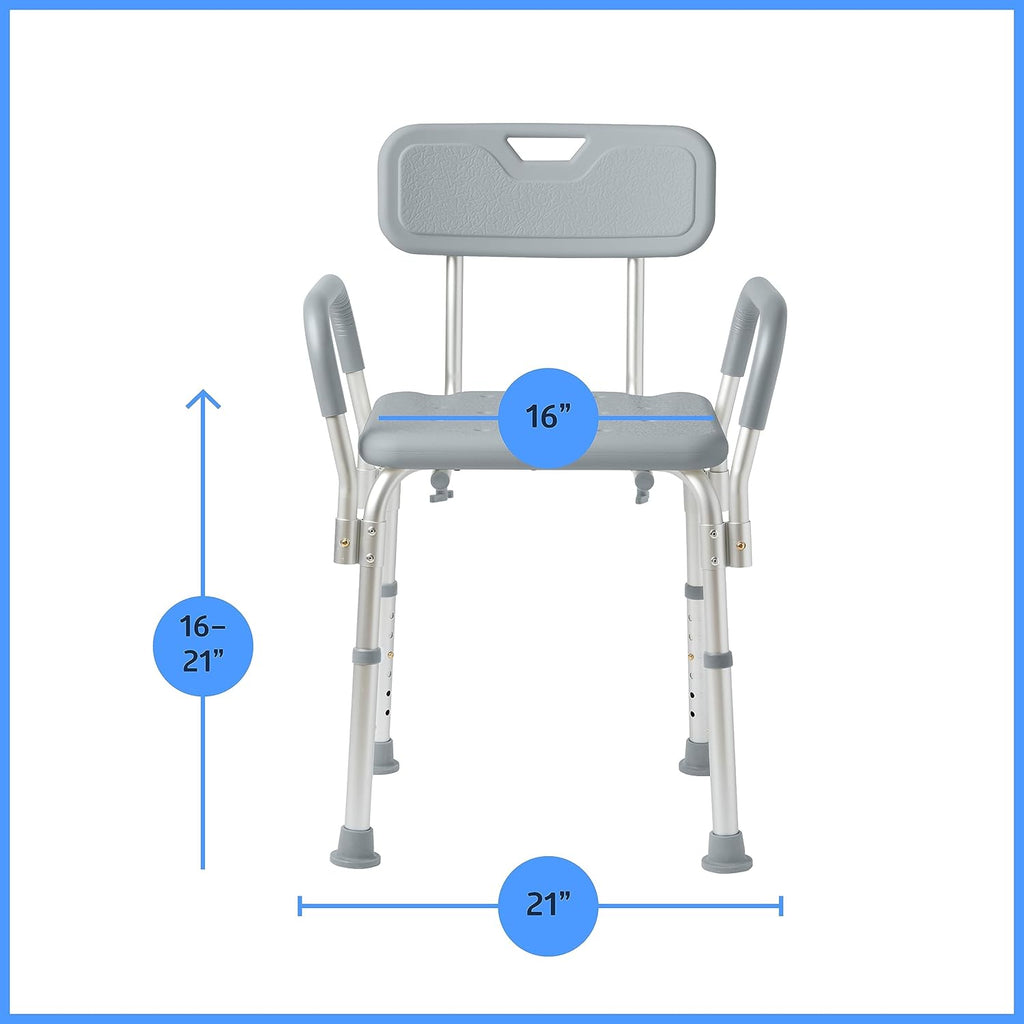Experience Ultimate Comfort and Safety with Our Adjustable Shower Chair - 350 Lb Capacity, Backrest & Padded Armrests