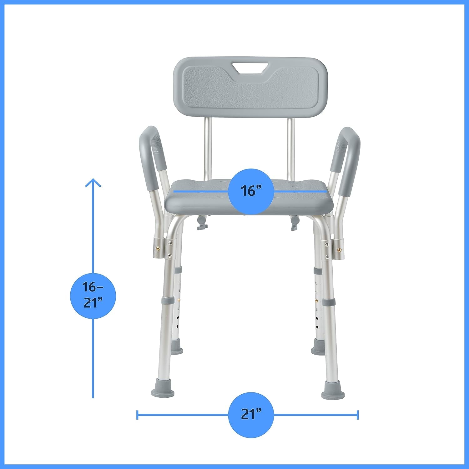 Experience Ultimate Comfort and Safety with Our Adjustable Shower Chair - 350 Lb Capacity, Backrest & Padded Armrests