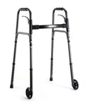 Experience Effortless Mobility with the Deluxe Compact Folding Walker for Seniors & Adults - Lightweight Aluminum Design, 5" Wheels, and 300 lb Capacity