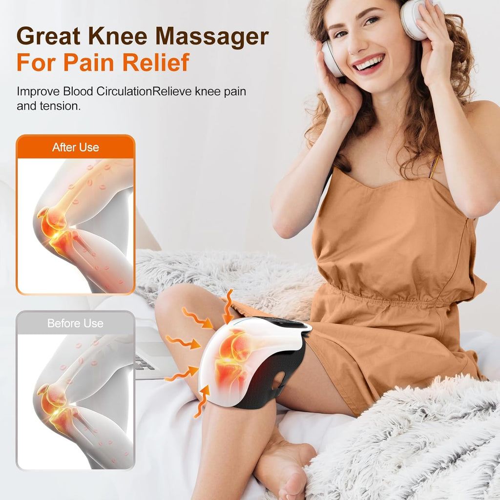 Ultimate Cordless Knee Massager with LED Display - Experience Infrared Heat and Vibrating Relief for Stiff Joints, Swelling, and Muscle Injuries - Perfect for Home, Office, and Travel