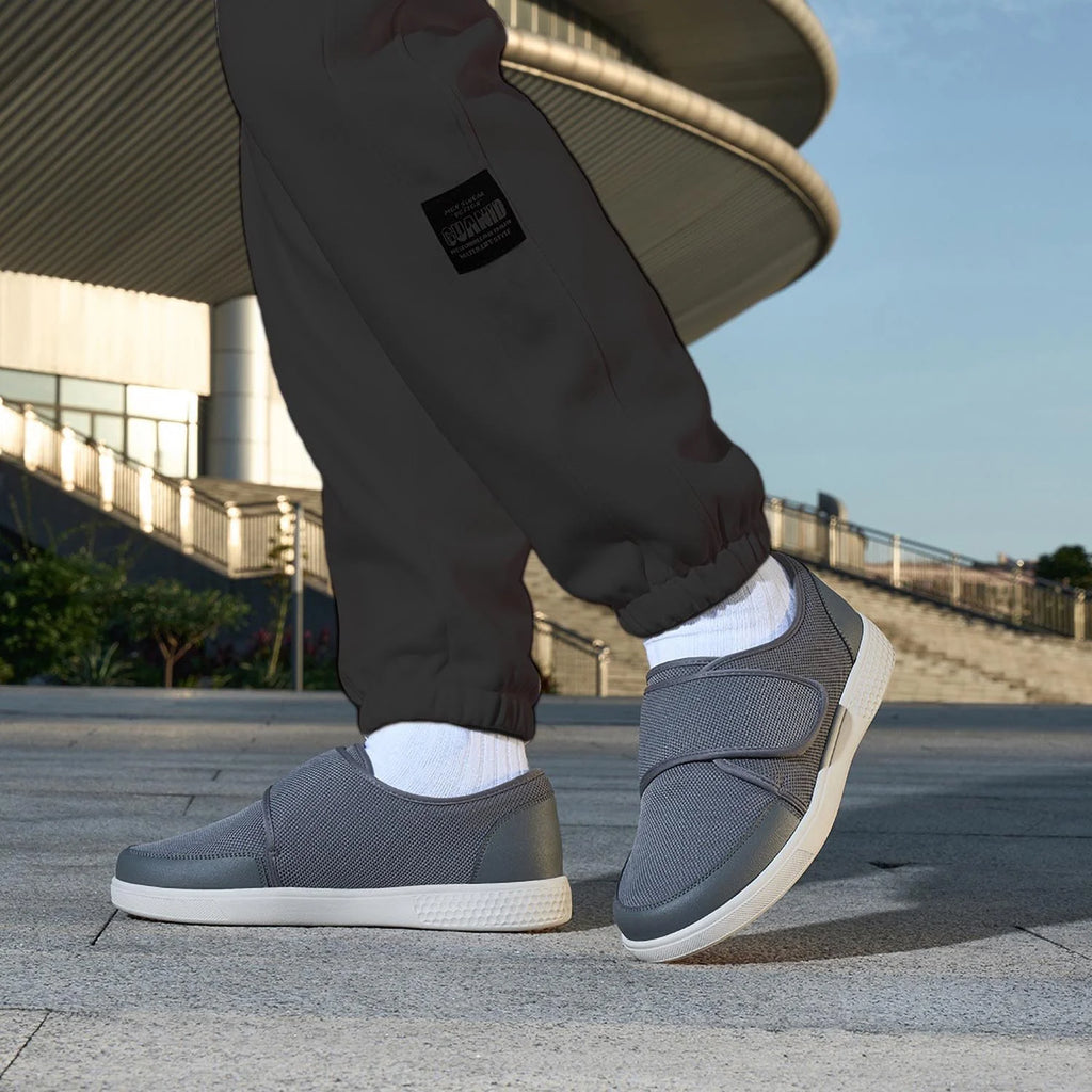 Men's Extra Wide Walking Shoes with Adjustable Closure and Arch Support