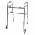 Lightweight Two Button Folding Walker with Wheels - Perfect Mobility Aid for Seniors and Adults with 300 lb Capacity