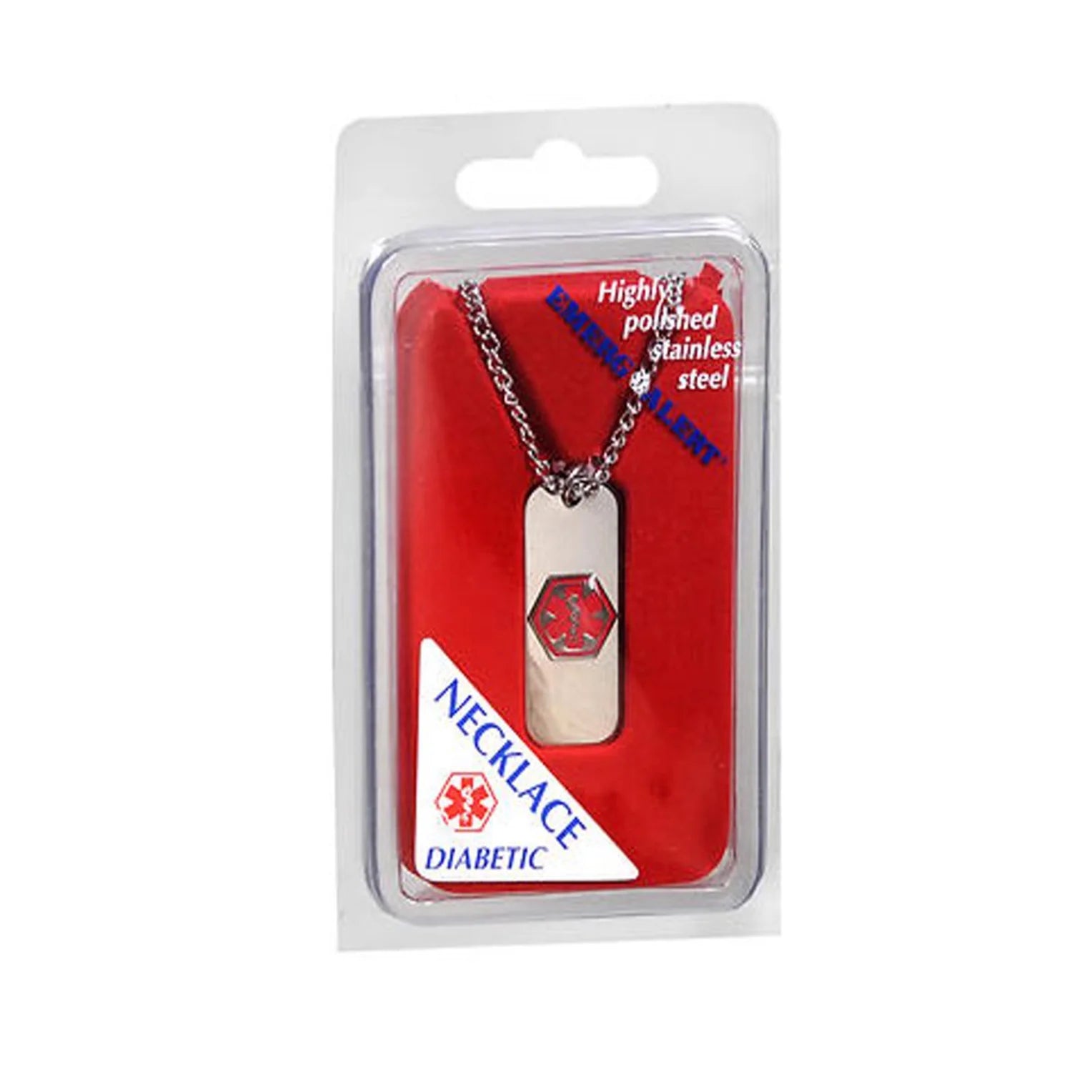 Emerge-Alert Diabetic Medical Necklace - Stylish Stainless Steel Pendant for Safety and Comfort