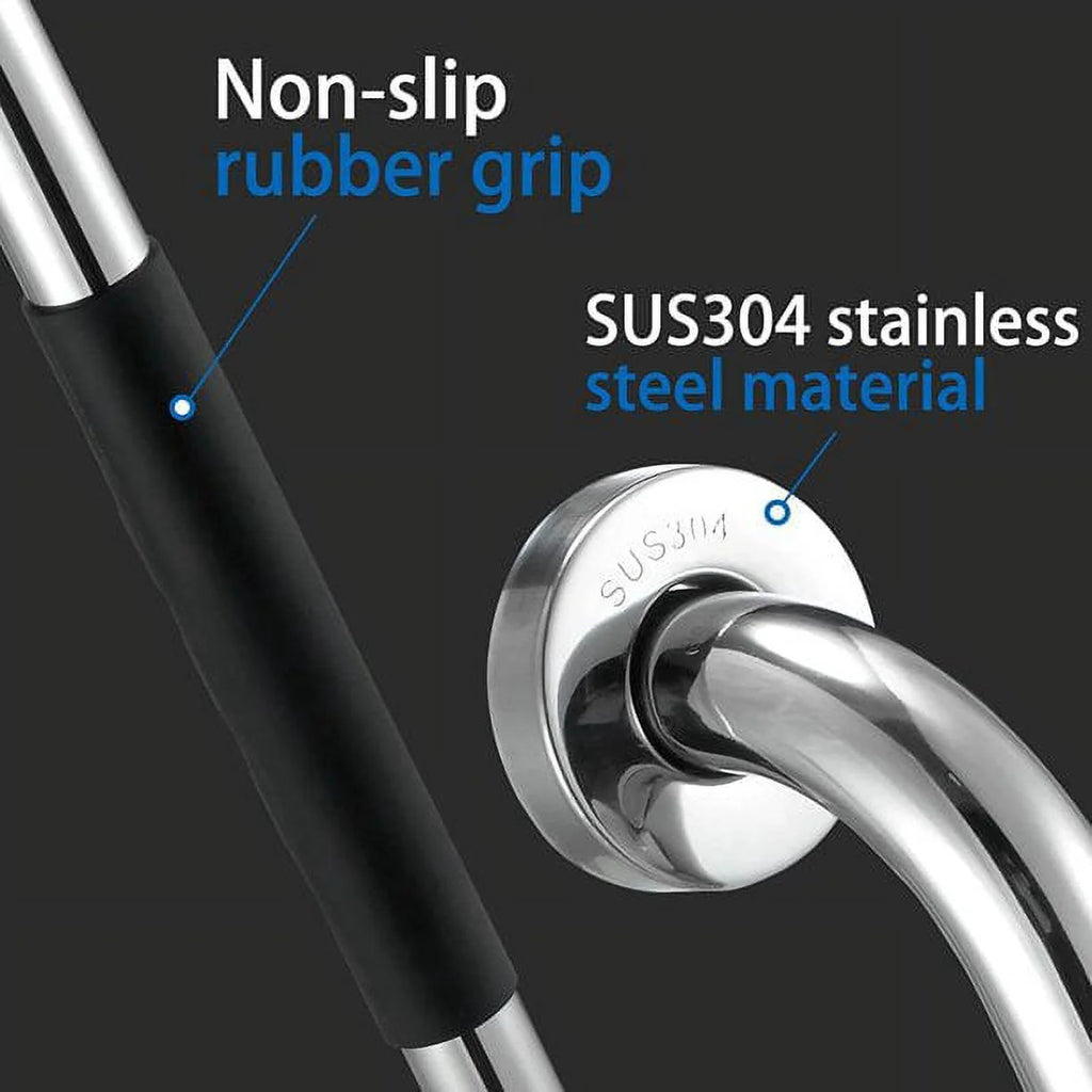 Secure Your Safety with Our 16 Inch Anti-Slip Grab Bars for Bathroom - Perfect for Seniors, 2 Pack, Silver Finish