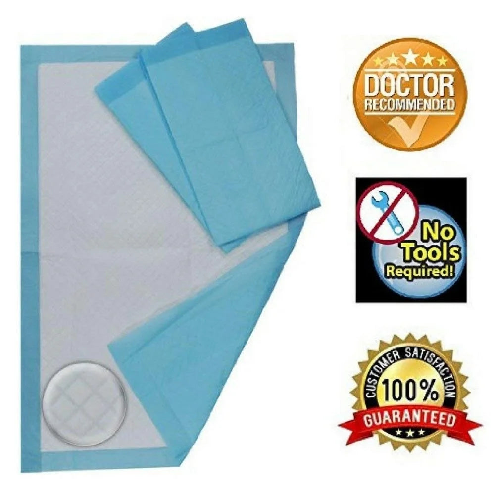 Premium Blue Chucks Disposable Underpads - 23" x 36" Waterproof Bed Pads for Adults, Kids, and Pets - 100 Count with Free Hand Wipes