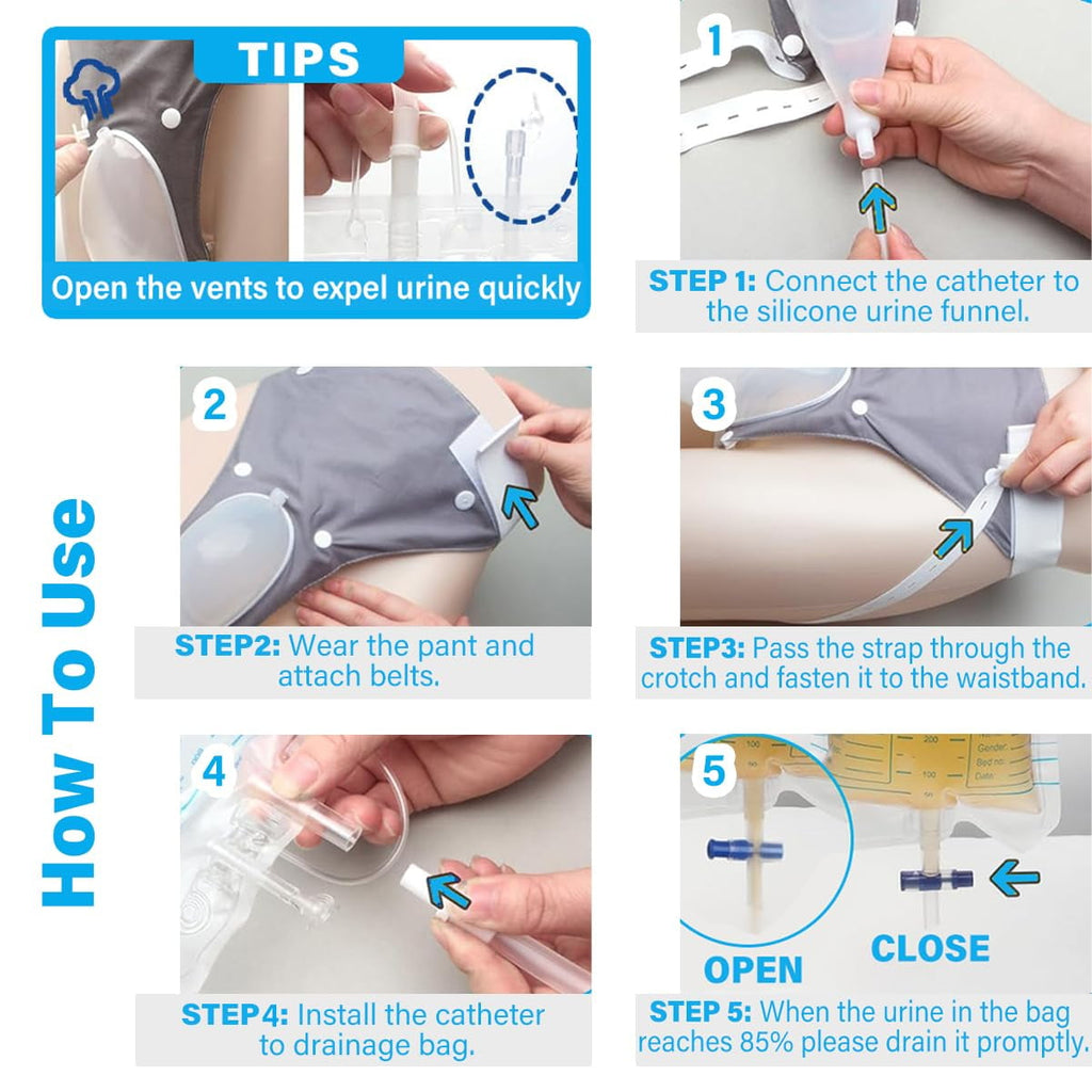 Ultimate Comfort Catheter System for Women - Reusable Silicone Urinal with Adjustable Breathable Pants and Two Size Options for Maximum Flexibility