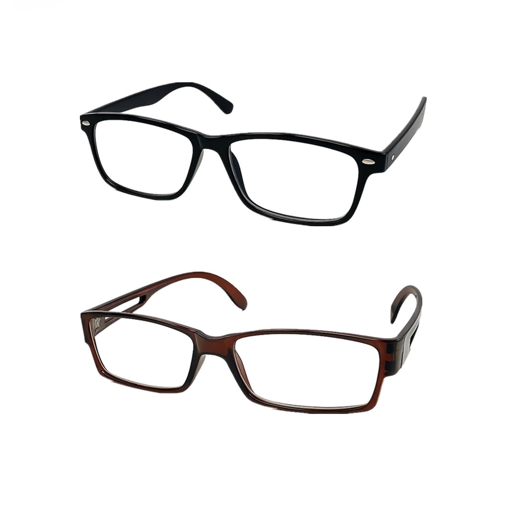 2-Pack Unisex Reading Glasses for Men and Women - Square and Round Frames, +3.50 Magnification