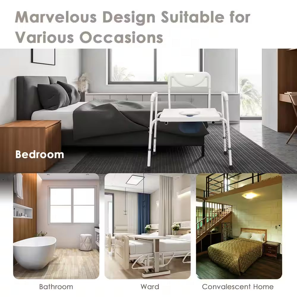 Versatile 3-In-1 Portable Commode: Adjustable Height & Comfortable Design for Home Care