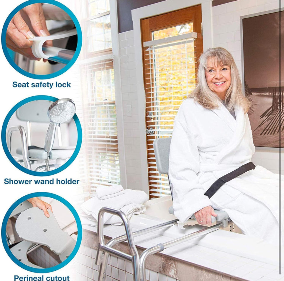 Tub Transfer Bench and Shower Chair, Adjustable Seat Height Holds Weight up to 400 L