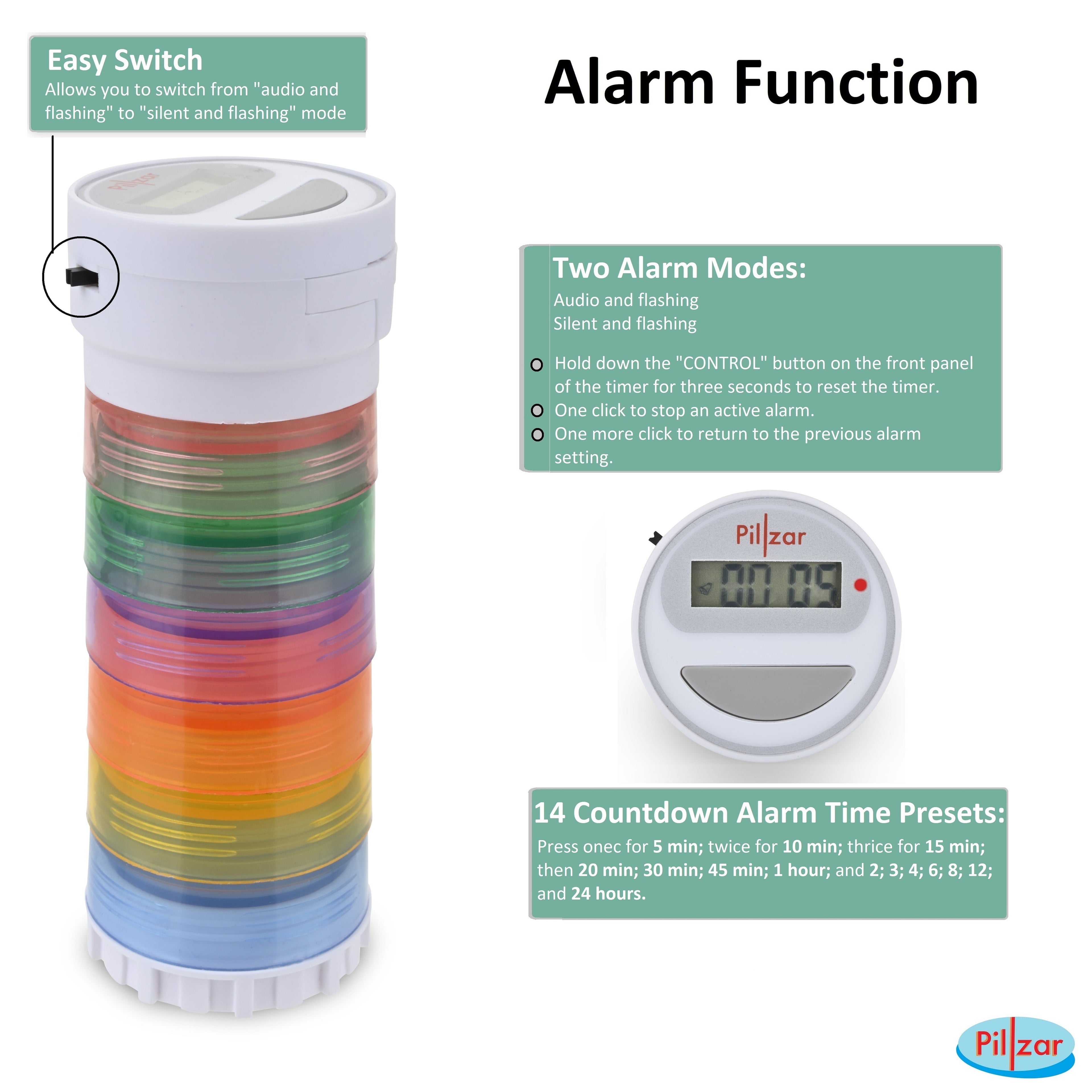 Ultimate Portable 7-Day Pill Organizer with Countdown Timer & Alarm - Travel-Friendly Solution for Medication Management