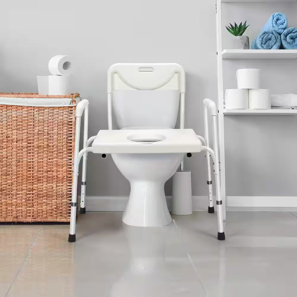 Versatile 3-In-1 Portable Commode: Adjustable Height & Comfortable Design for Home Care