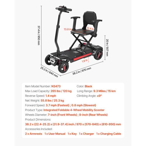 4-Wheel Electric Mobility Scooter for Adults & Seniors