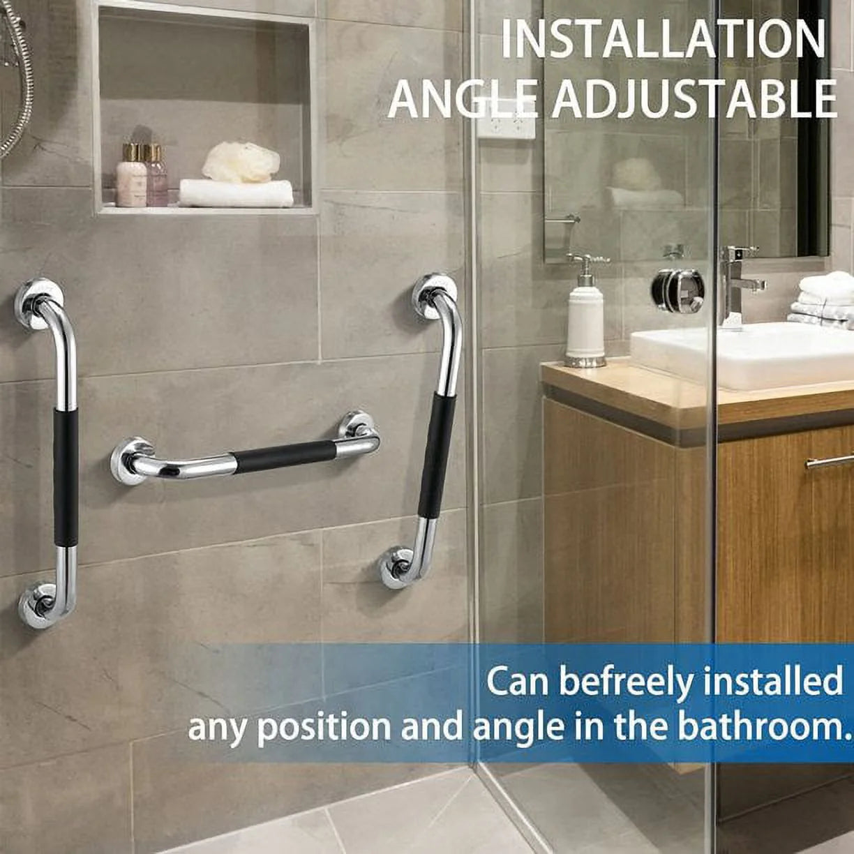 Secure Your Safety with Our 16 Inch Anti-Slip Grab Bars for Bathroom - Perfect for Seniors, 2 Pack, Silver Finish