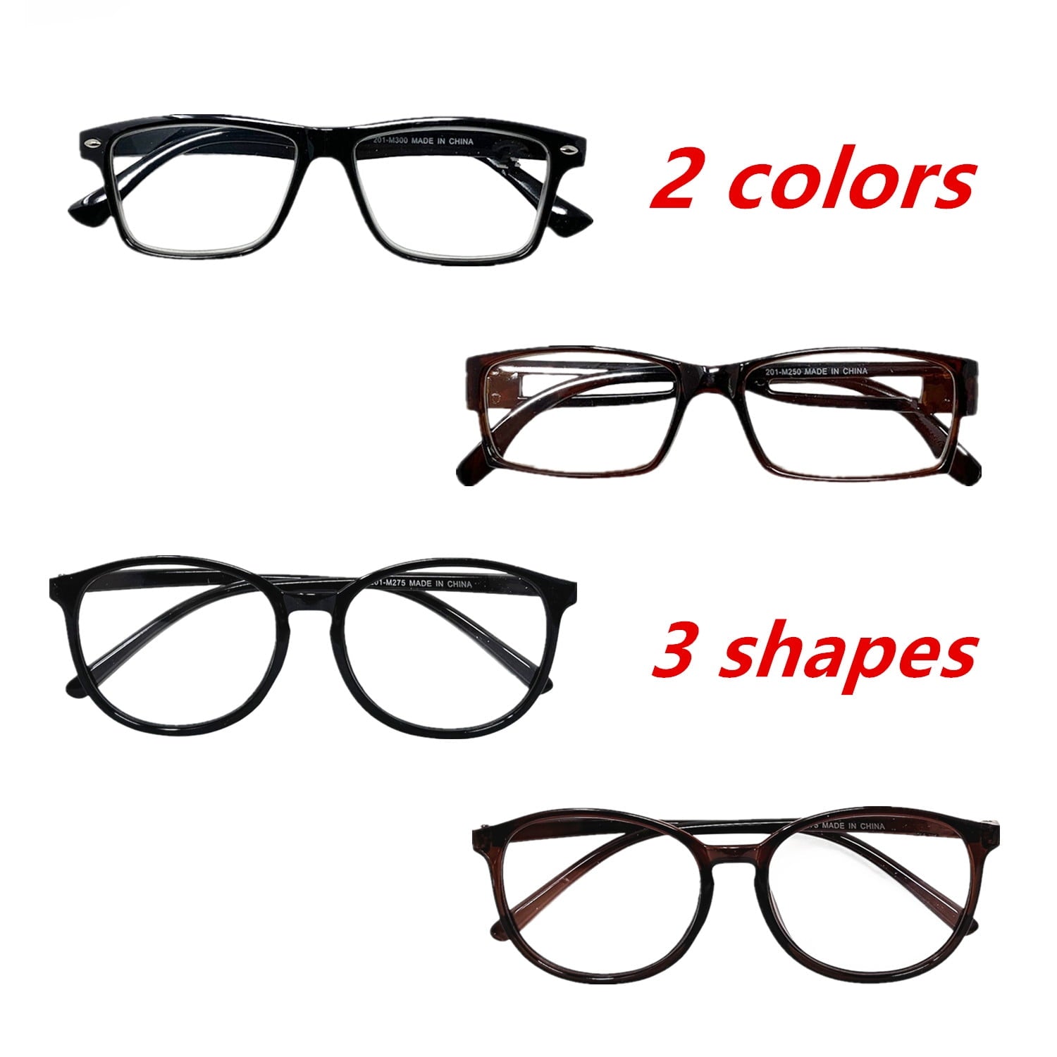 2-Pack Unisex Reading Glasses for Men and Women - Square and Round Frames, +3.50 Magnification