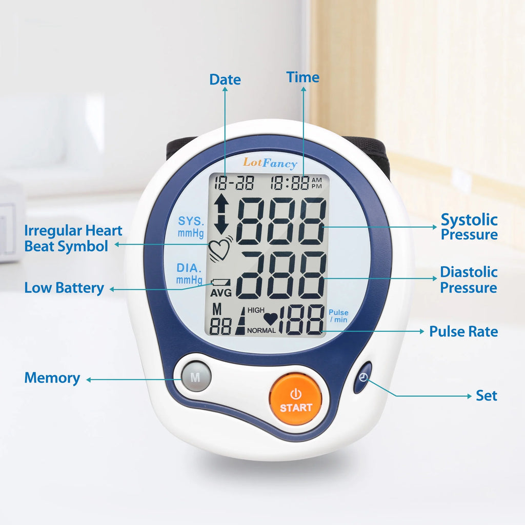Wrist Blood Pressure Monitor - Automatic BP Machine with Memory Recall and Carrying Case for Heart Health Tracking