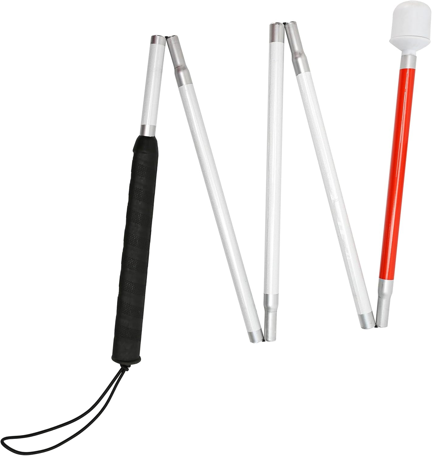 Premium Reflective Blind Cane Stick - Foldable Mobility Aid in Red, White & Black