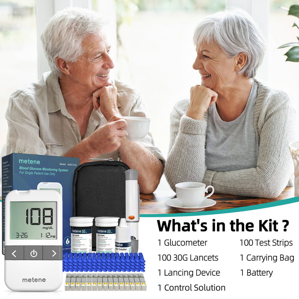 AGM-513S Complete Blood Glucose Monitoring Kit - Accurate, Fast Results with 100 Test Strips and Lancets