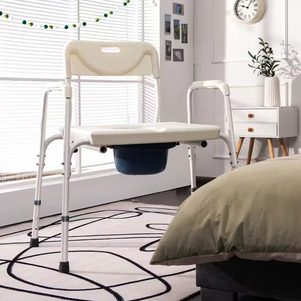 Versatile 3-In-1 Portable Commode: Adjustable Height & Comfortable Design for Home Care