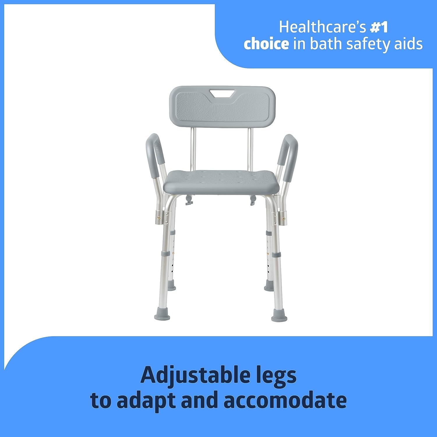 Experience Ultimate Comfort and Safety with Our Adjustable Shower Chair - 350 Lb Capacity, Backrest & Padded Armrests