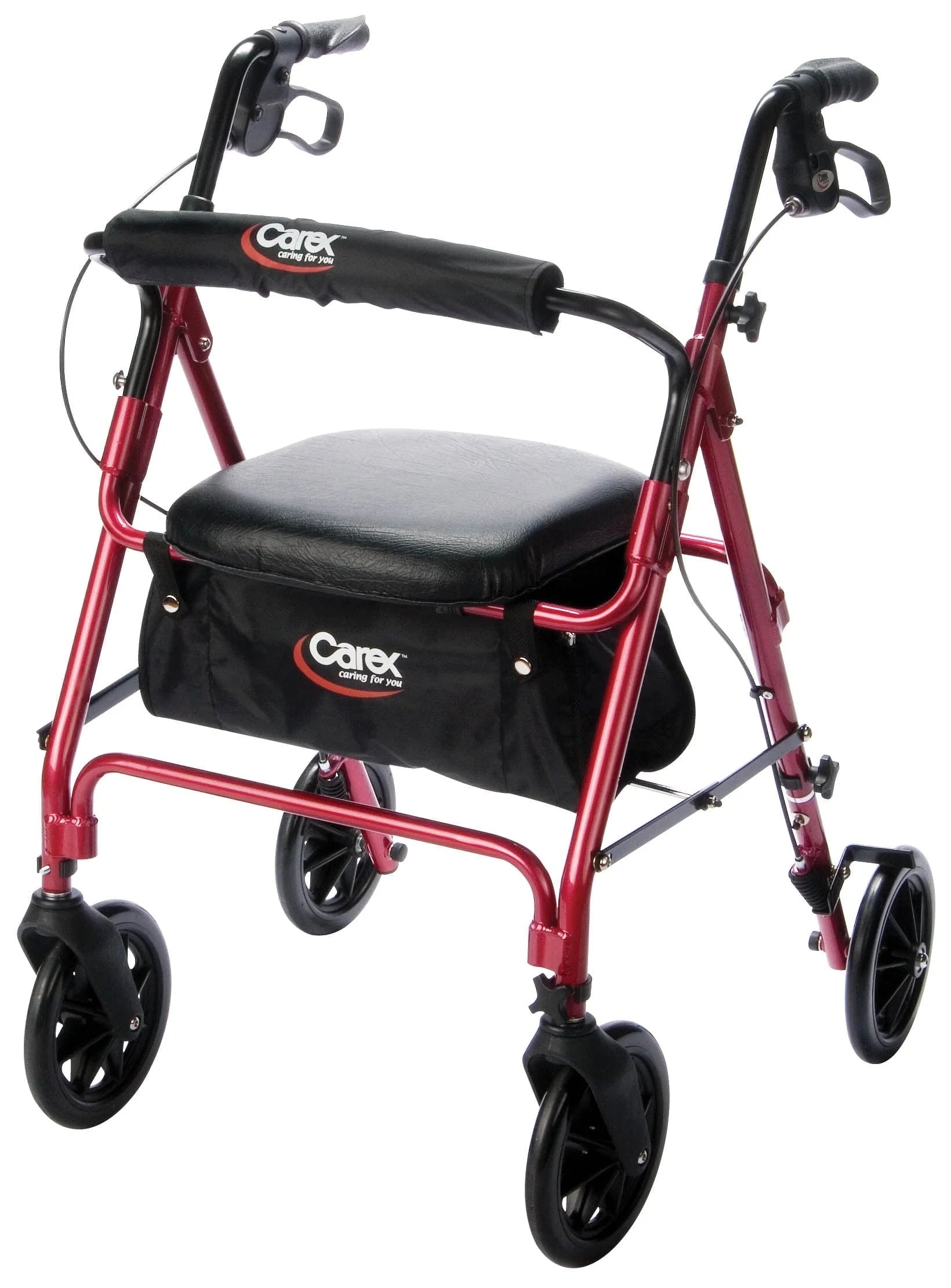 Premium Burgundy Aluminum Rolling Walker with 8" Wheels - Safe, Stylish, and Supports Up to 250 lbs