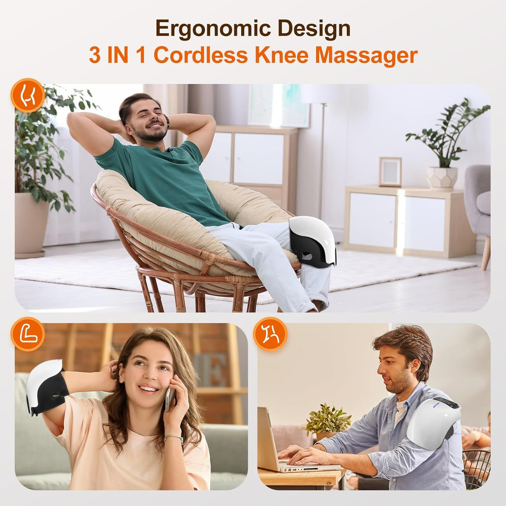 Ultimate Cordless Knee Massager with LED Display - Experience Infrared Heat and Vibrating Relief for Stiff Joints, Swelling, and Muscle Injuries - Perfect for Home, Office, and Travel