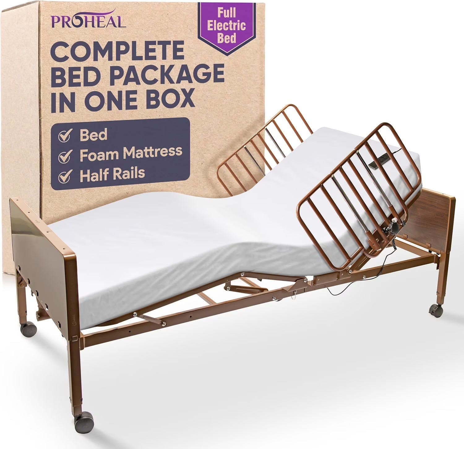 Transform Your Care Experience with the Full Electric Hospital Bed Package - Complete with Memory Foam Mattress, Safety Rails, and Easy Remote Control
