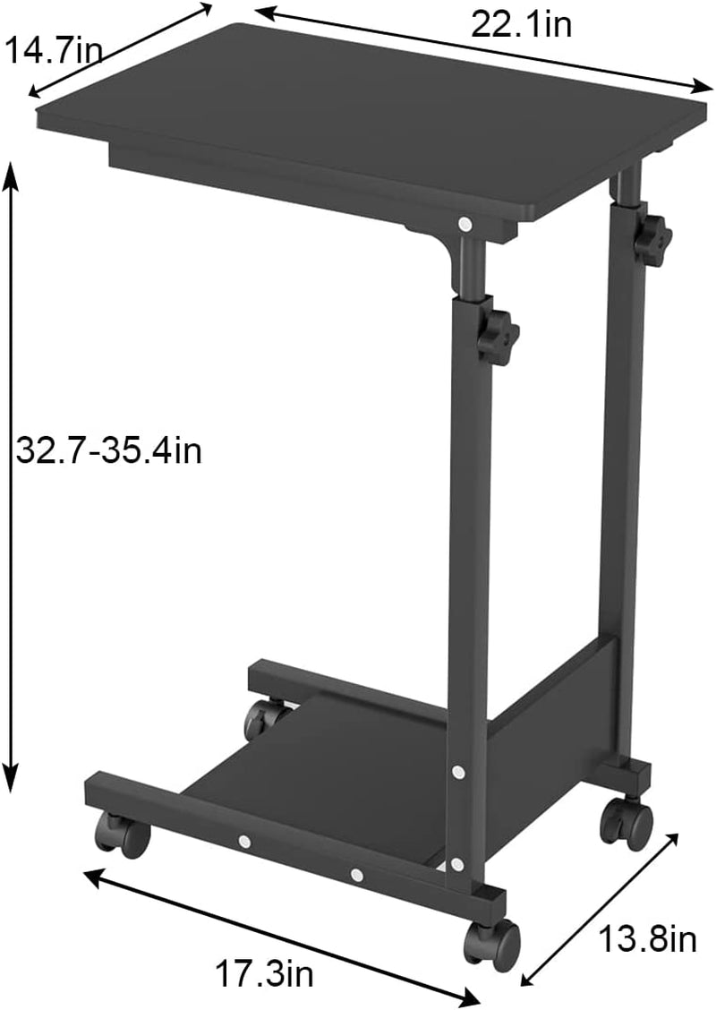 Versatile Adjustable Height C Table with Wheels - Perfect for Sofa Side, Bedside, or Mobile Desk Use
