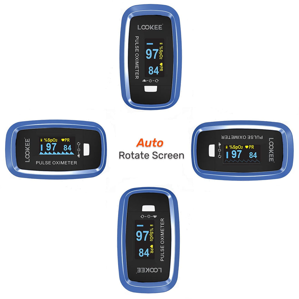 Experience Unmatched Precision with the LOOKEE Premium Fingertip Pulse Oximeter | FSA/HSA Eligible Oxygen Monitor with Auto-Rotate OLED Display & Essential Accessories Included