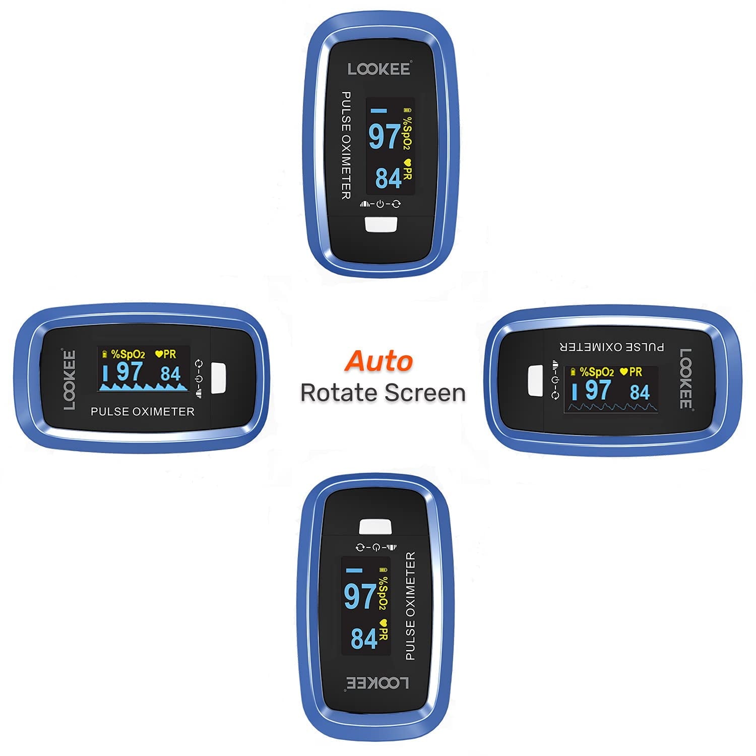 Experience Unmatched Precision with the LOOKEE Premium Fingertip Pulse Oximeter | FSA/HSA Eligible Oxygen Monitor with Auto-Rotate OLED Display & Essential Accessories Included