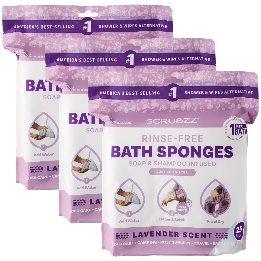 Experience Ultimate Freshness with Lavender Scented Rinse Free Bath Sponges - 75 Count Value Pack