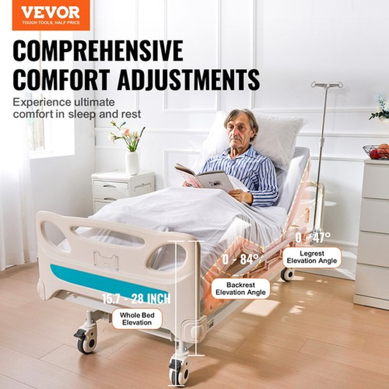 VEVOR Premium 3-Function Full Electric Hospital Bed - Elevate Comfort and Care with 440 lbs Capacity