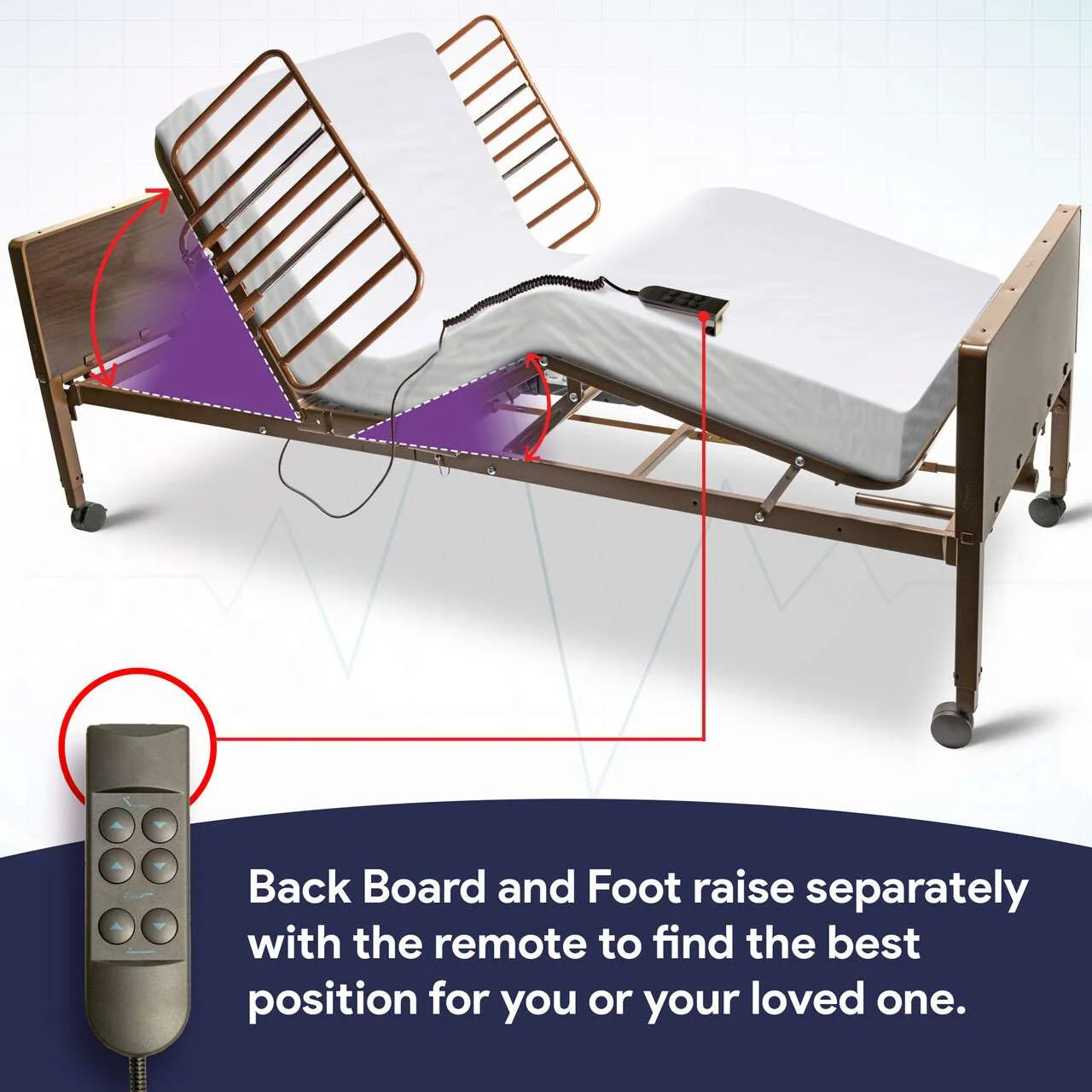 Transform Your Comfort with the Full Electric Hospital Bed Package - Dual Adjustment for Home Care, 36" x 80"