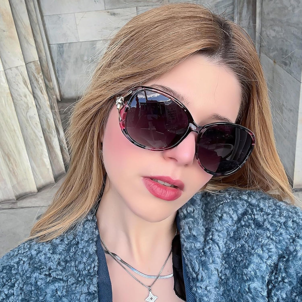 Elevate Your Style with Trendy Oversized Polarized Sunglasses for Women - Ultimate UV Protection and Chic Floral Design