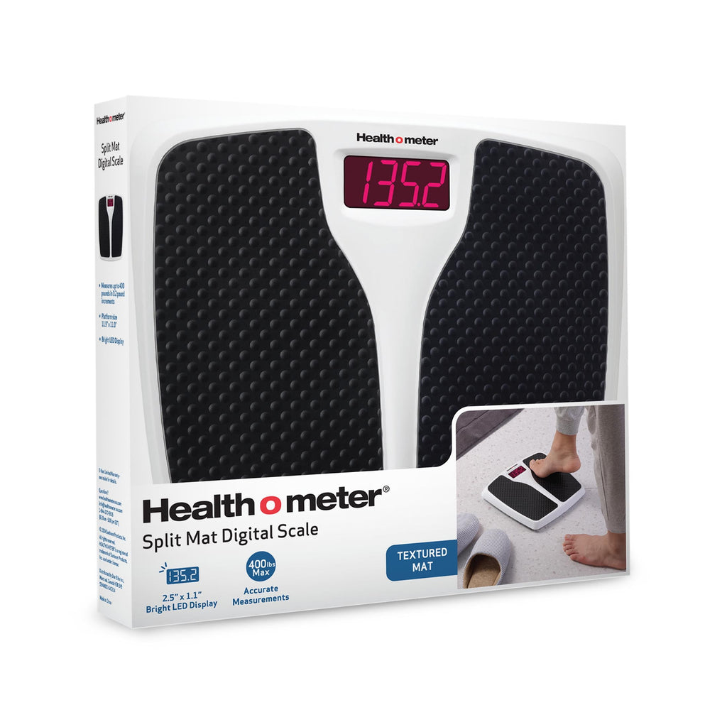Precision Split Mat Digital Scale - 400 lbs Capacity with Bright LED Display in Elegant Black and White