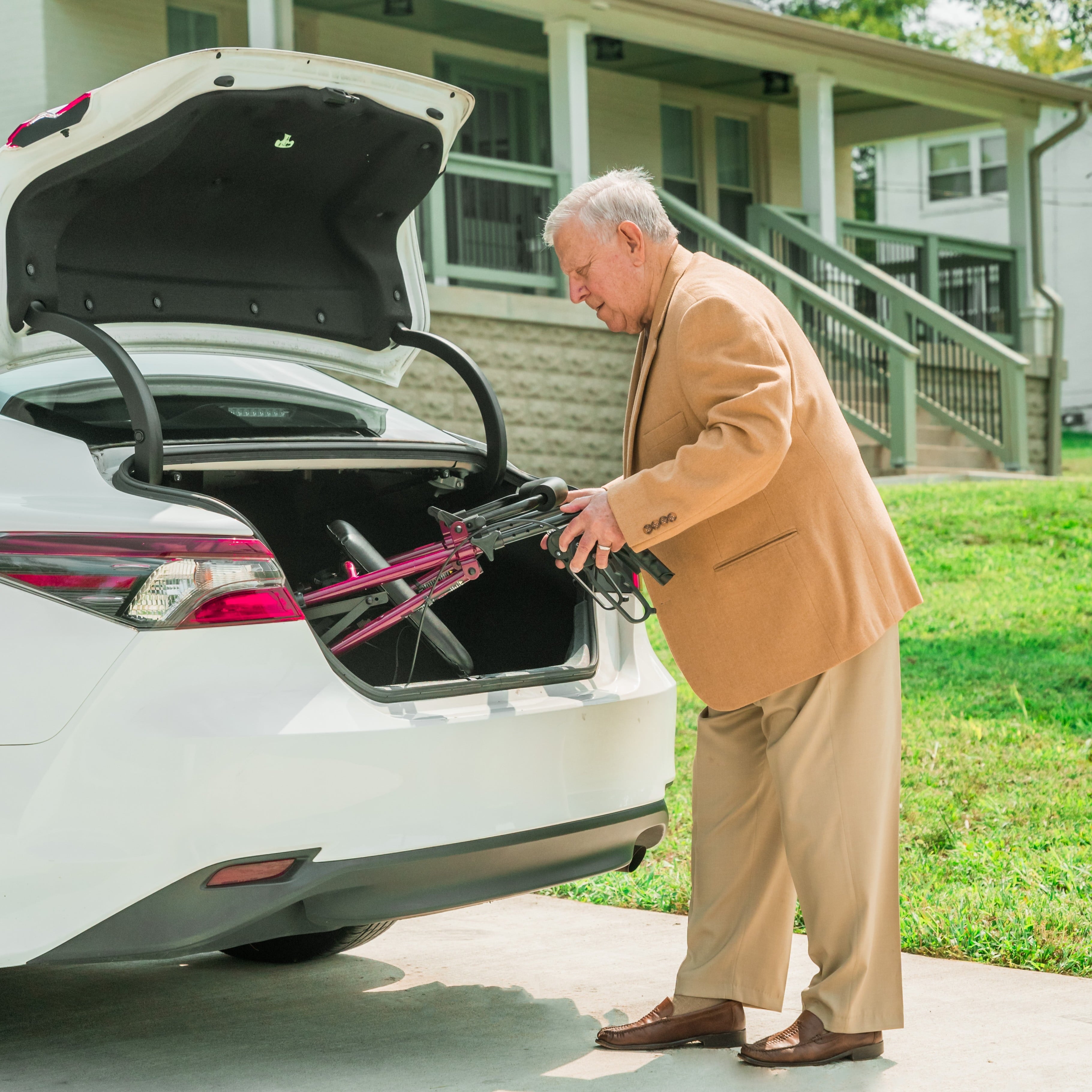 Premium Burgundy Aluminum Rolling Walker with 8" Wheels - Safe, Stylish, and Supports Up to 250 lbs