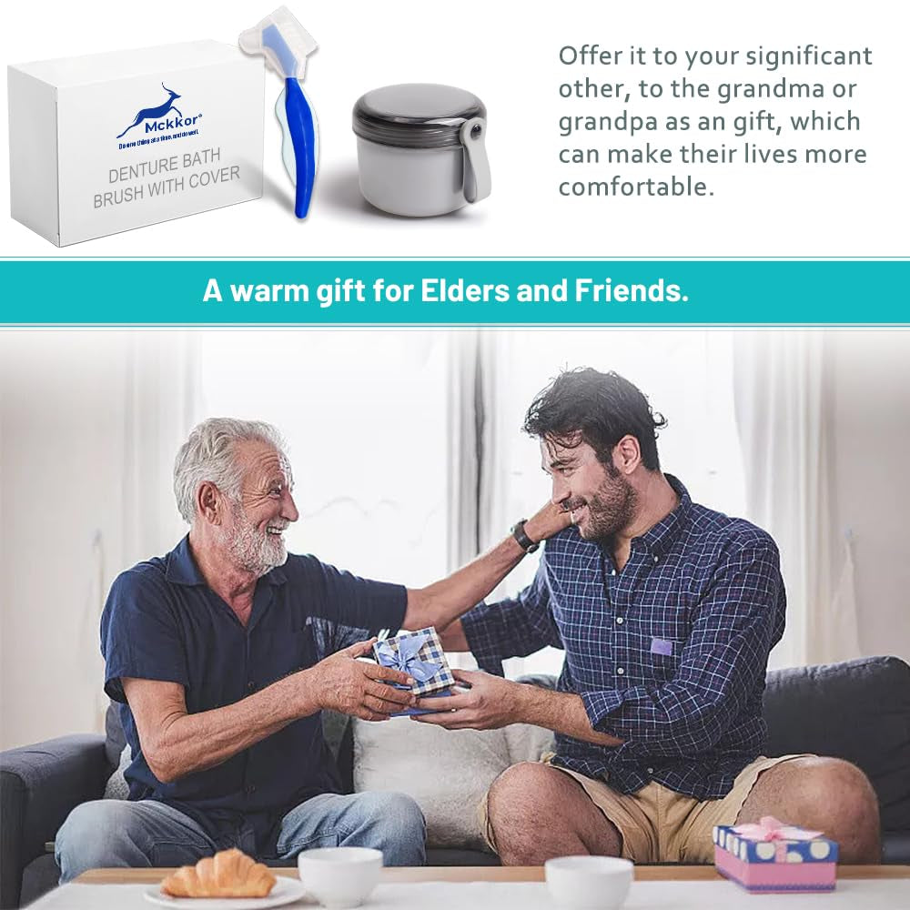 Ultimate Pink Denture Care Kit: Waterproof Case with Brush & Rinsing Basket for Easy Soaking and Cleaning