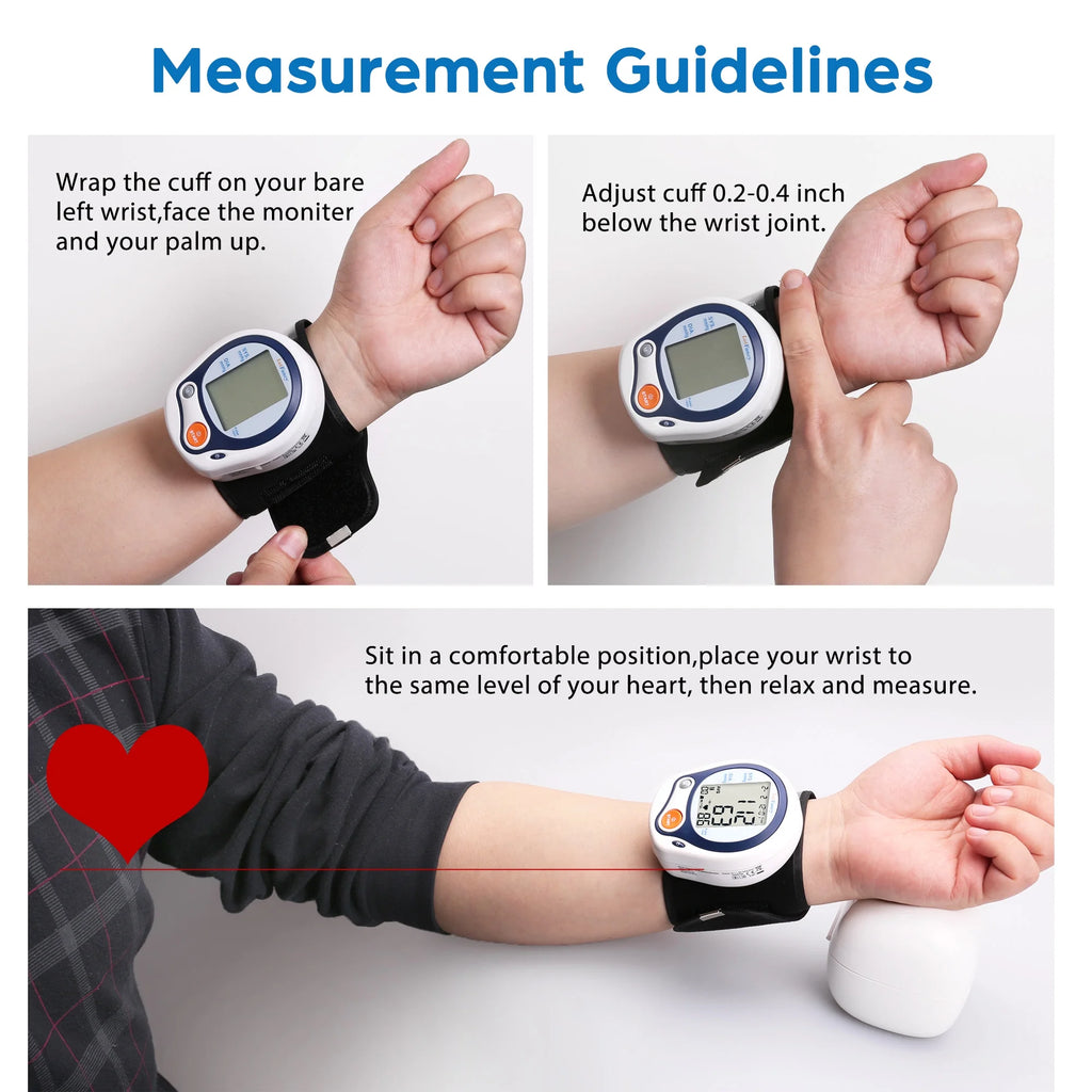 Wrist Blood Pressure Monitor - Automatic BP Machine with Memory Recall and Carrying Case for Heart Health Tracking