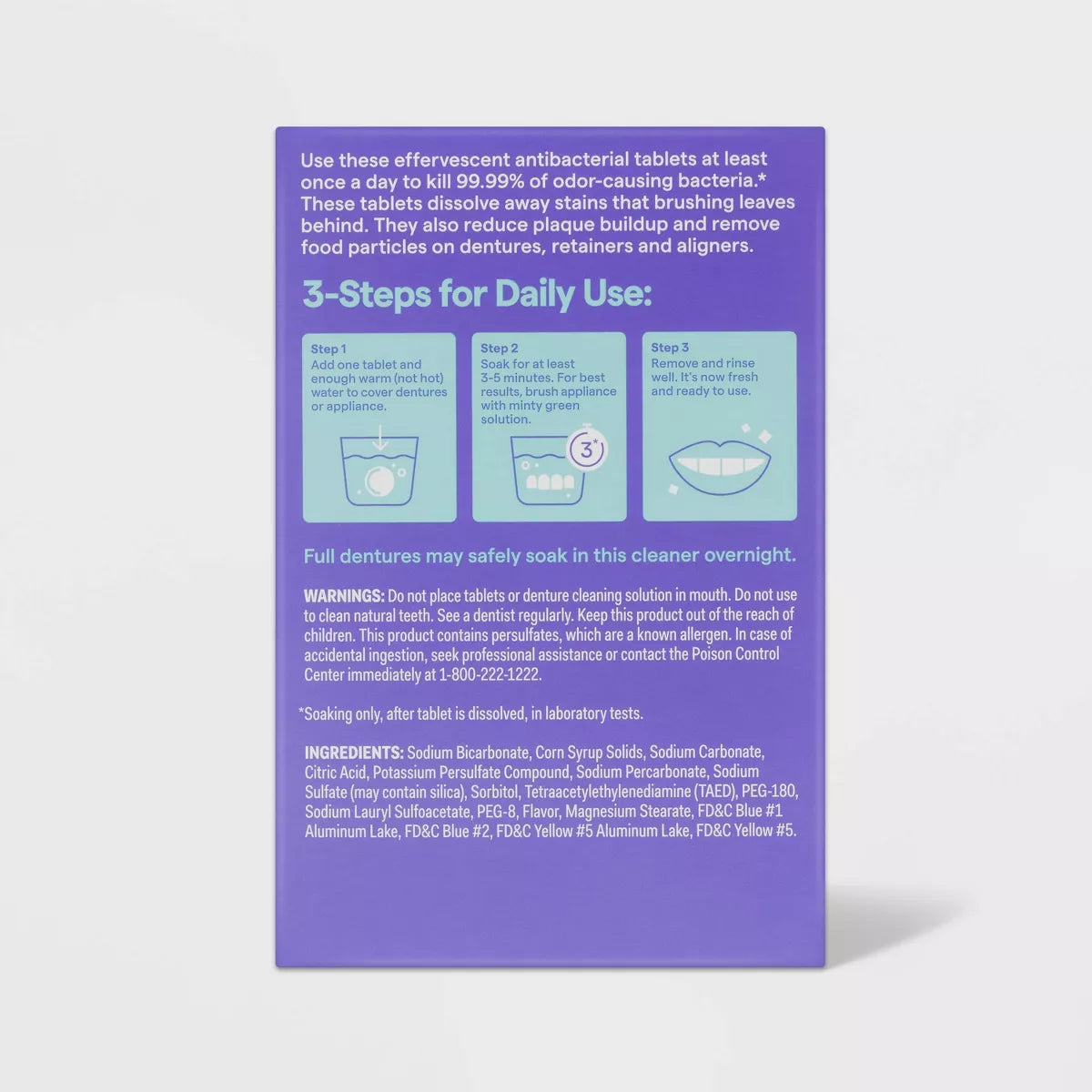 Denture and Retainer Cleaning Tablets - Refreshing Mint Flavor - 120 Count for Ultimate Oral Hygiene