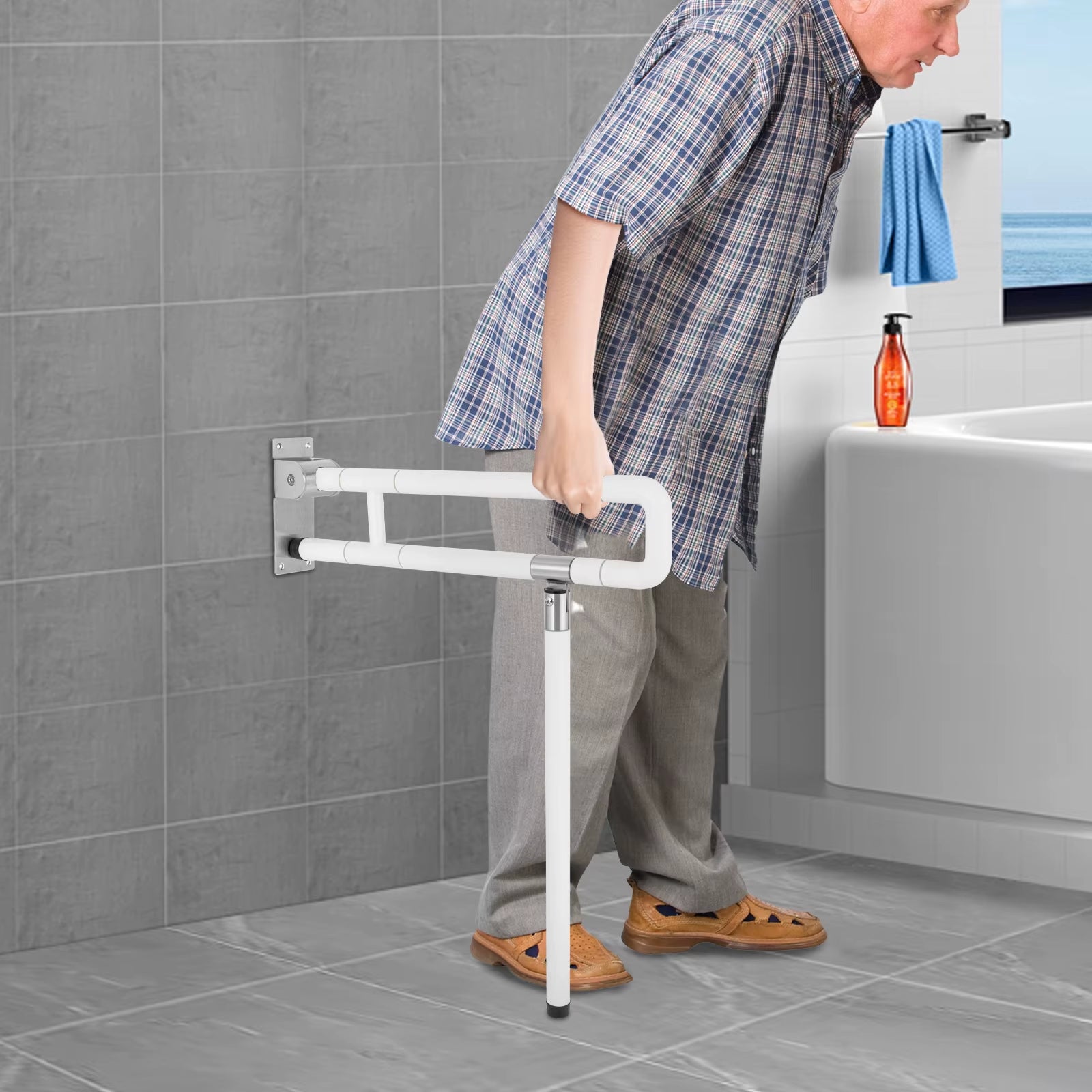 Foldable Toilet Grab Bar - Essential Bathroom Safety Handle for Elderly & Disabled