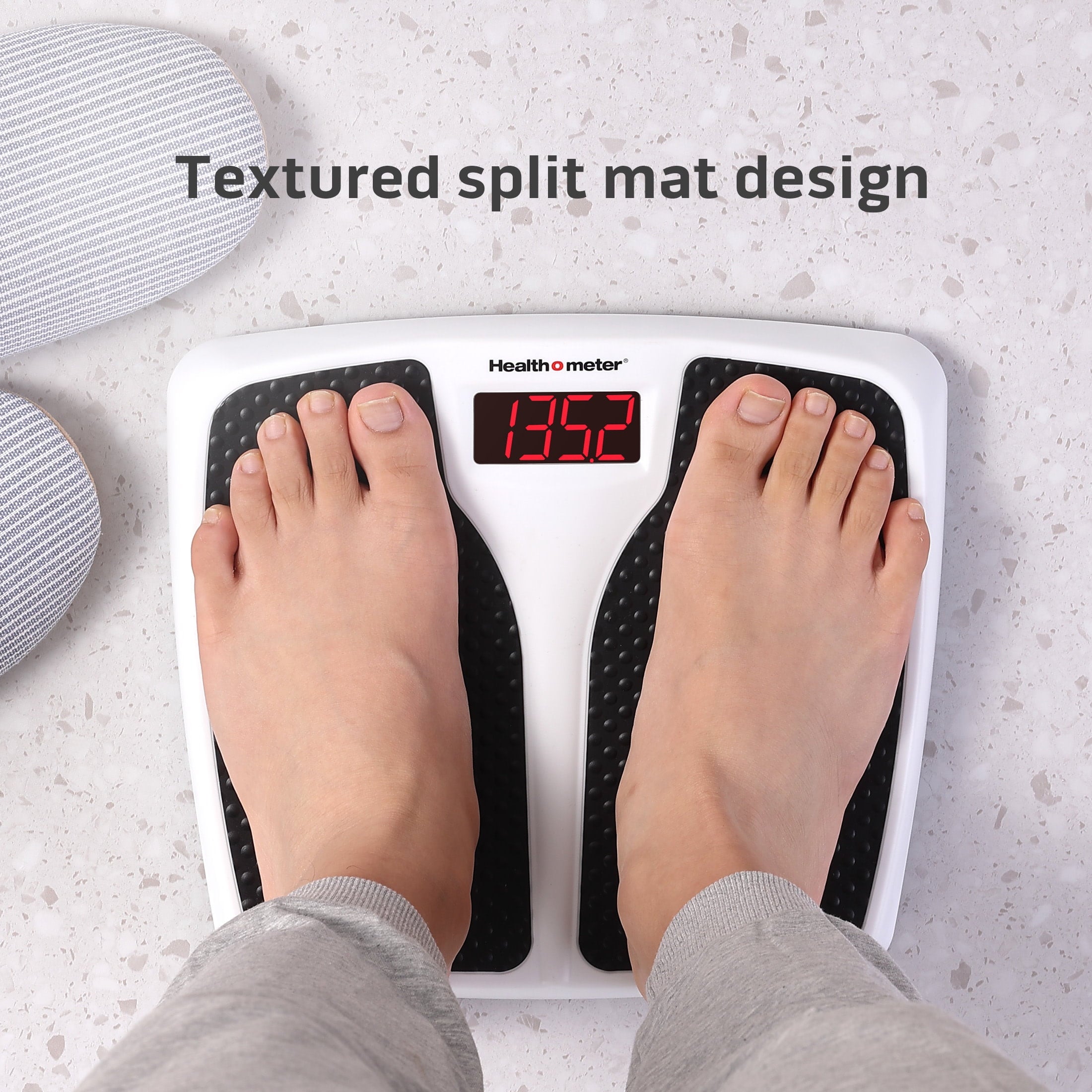 Precision Split Mat Digital Scale - 400 lbs Capacity with Bright LED Display in Elegant Black and White