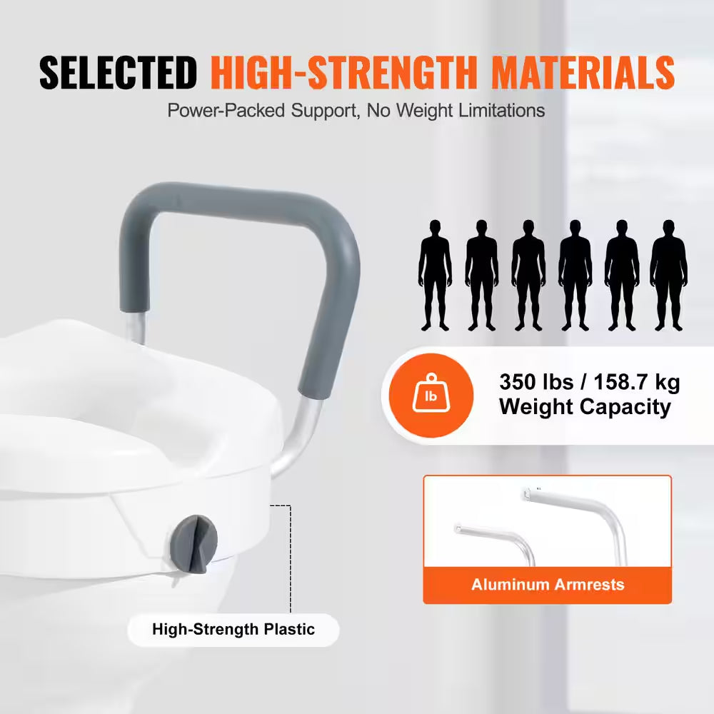 Elevate Your Comfort with Our 5-Inch Raised Round Toilet Seat - Supports Up to 350 lbs in Classic White
