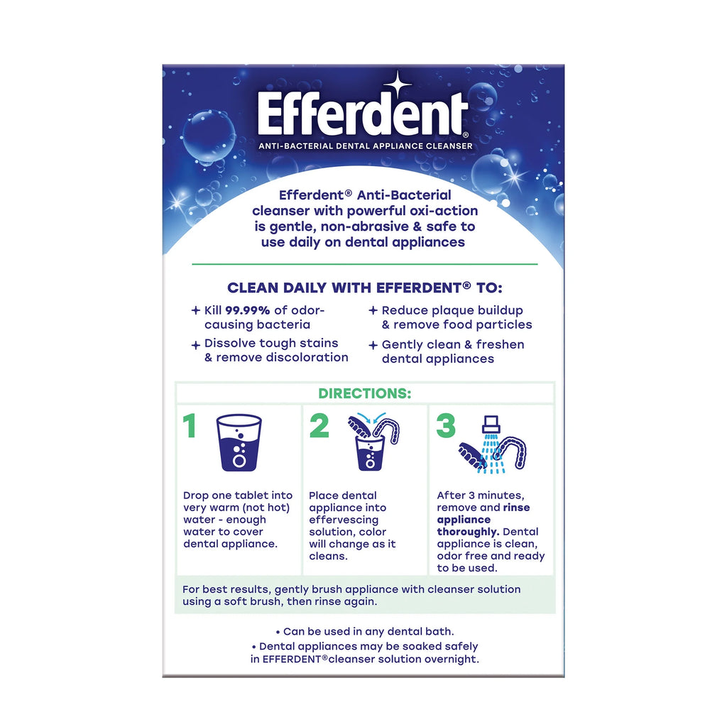 Efferdent Minty Fresh & Clean Retainer & Denture Cleaner Tablets - 126 Count for Ultimate Freshness and Odor Control