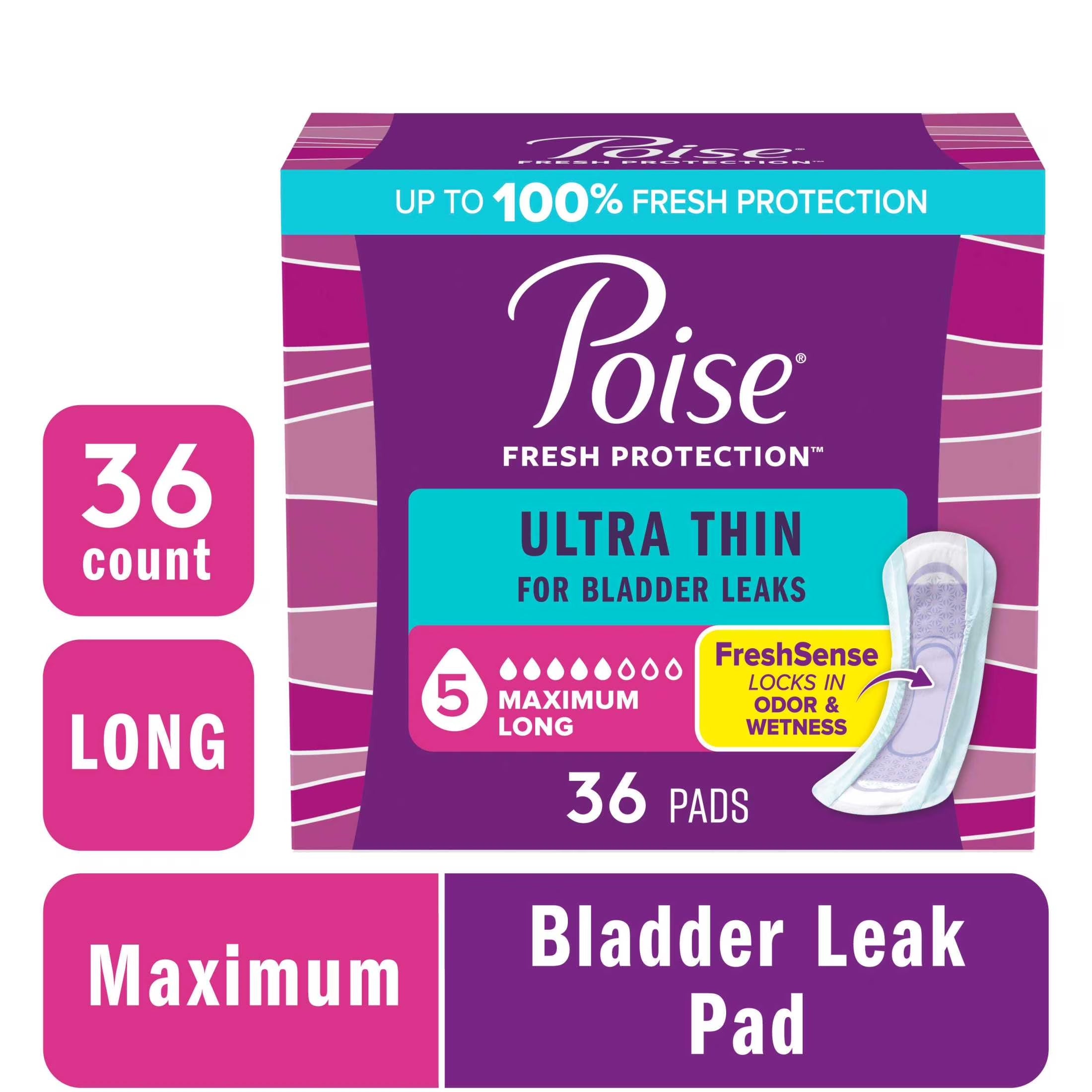 Experience Ultimate Comfort with Poise Ultra Thin Incontinence Pads - Maximum Absorbency, Long Length, 36 Count