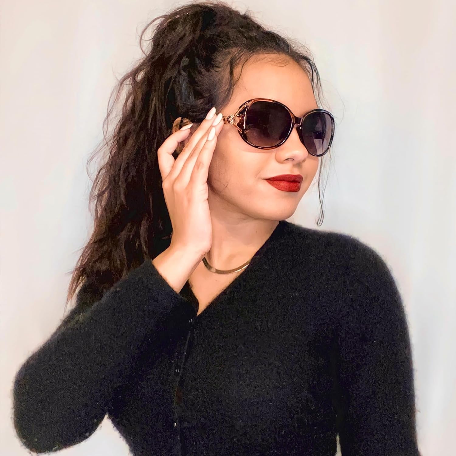 Elevate Your Style with Trendy Oversized Polarized Sunglasses for Women - Ultimate UV Protection and Chic Floral Design