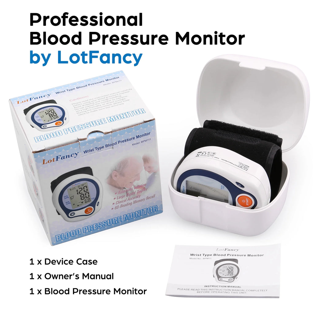 Wrist Blood Pressure Monitor - Automatic BP Machine with Memory Recall and Carrying Case for Heart Health Tracking