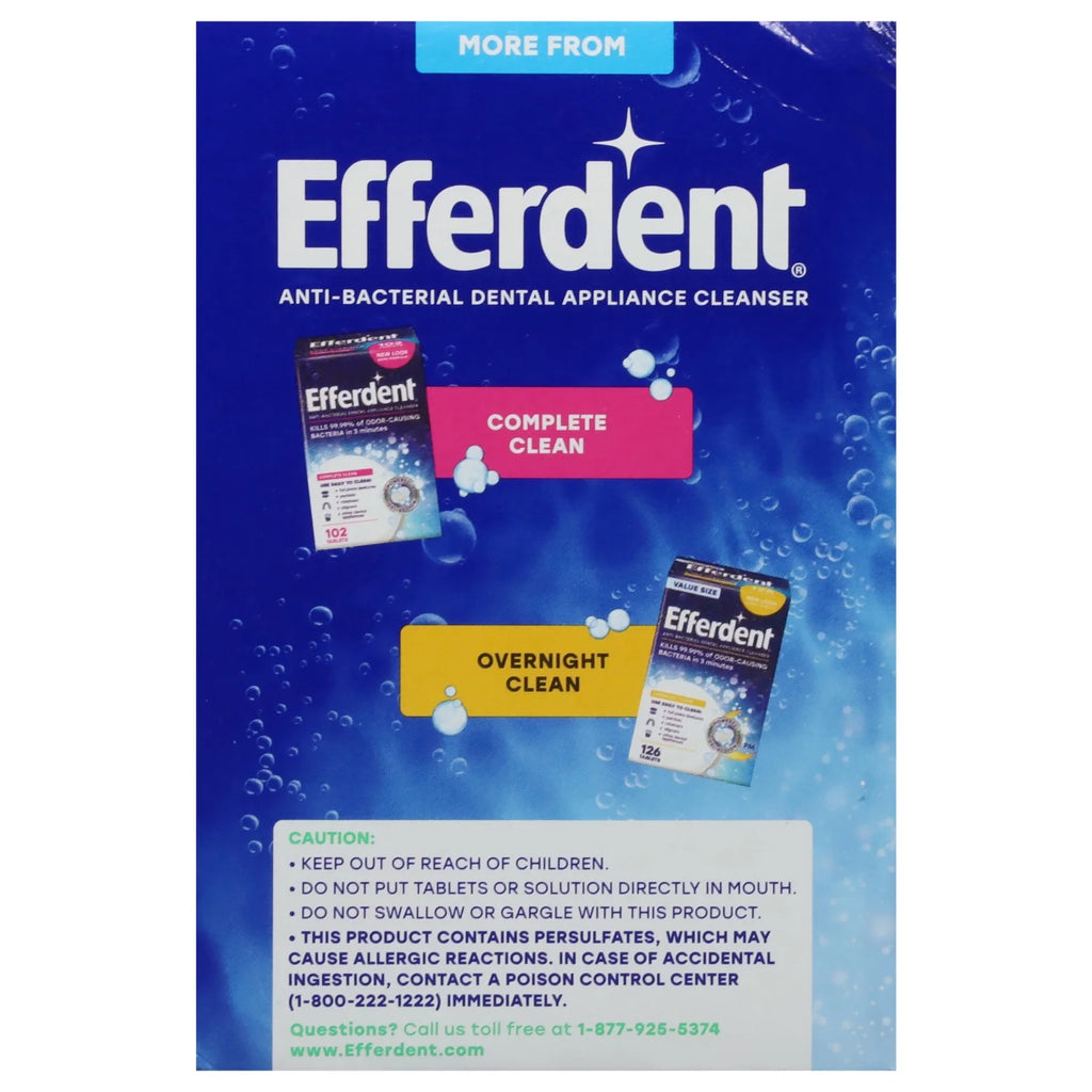 Efferdent Minty Fresh & Clean Retainer & Denture Cleaner Tablets - 126 Count for Ultimate Freshness and Odor Control